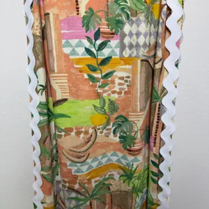 Oddi Women Linen‎ Resort Midi Dress Medium Multicolor Tropical Fruit Novelty thumbnail 10