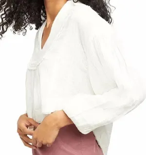 Free People Cozy Dreams Top Textured Cotton Loose Pullover in Soft White Size XS thumbnail 4