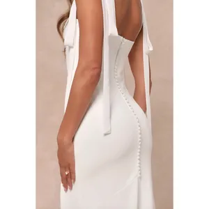 Lulus Splendid Love White Bustier Tie-Strap Mermaid Maxi Dress Wedding Large NWT thumbnail 3