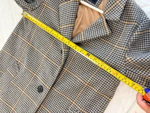 Abercrombie & Fitch XS Houndstooth Plaid Long Coat Quiet Luxury Old Money Preppy thumbnail 8