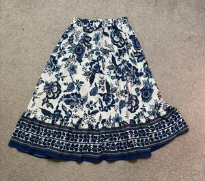 SHEIN Blue and White Floral Maxi Skirt thumbnail 1
