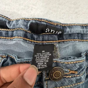 a.n.a. Womens Blue Bootcut Jeans Medium Wash Distressed Size 14 RN93677 thumbnail 2