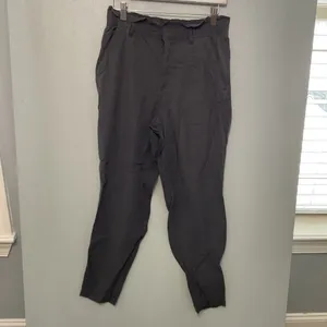 Old Navy Women Pants Gray Elastic Paperbag Waist Tapered Leg Size Small thumbnail 2
