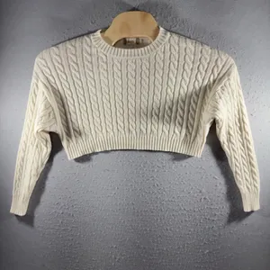 3229 | Altar'd State Cable Knit Cropped Sweater Ivory Cottagecore Coquette S thumbnail 5