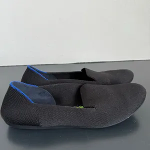 Rothy's The Flat Women’s Size 9 Ecru Textile Ballet Comfort Shoes Slip On Black thumbnail 2