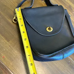 RARE Laura USA Leather Crossbody Natural Leather Solid Brass Collection Black thumbnail 6