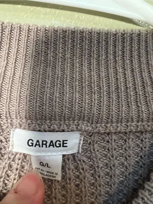 Garage Women’s Sz Large Mock Neck Sweater Cropped Light Brown Waffle Knit Cotton thumbnail 8
