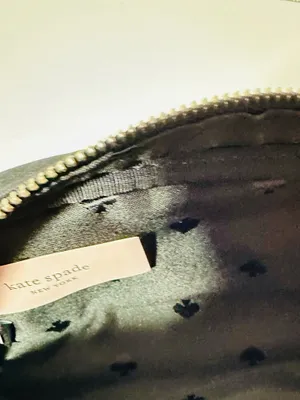 Kate Spade Pencil/Makeup/Change Bag Navy BLK Beige Abstract Flowers NWT thumbnail 7