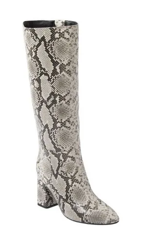 NWT A New Day Block Heel Boots with Memory Foam Cream Snake Print Brown 7M thumbnail 1