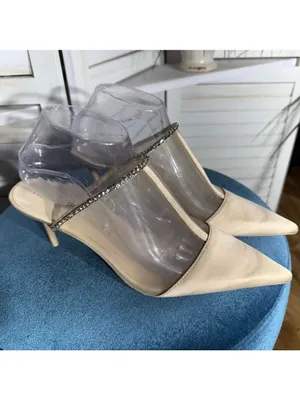 Zara sparkly mules shoes rhinestones mesh nude color pointed toe sz 8 39 thumbnail 6