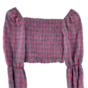 ZARA Plaid Cropped Grunge Punk Long Sleeve Blouse Top thumbnail 3