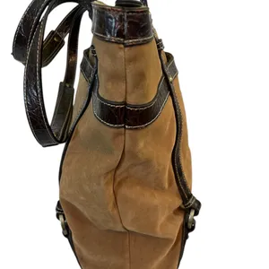 Franco Sarto Brown‎ Suede/Leather Purse With Inside Smartlyte 12.5”X15” Preowned thumbnail 2