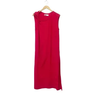 Free People Beach Drew Tee Dress Barbados Cherry Red Twist Sleeve Midi Sz Small thumbnail 2