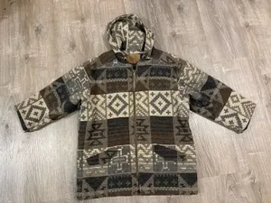 Woolrich Womens Sz L Aztec Southwestern Hooded Coat Jacket Full Zip Wool Blend thumbnail 1