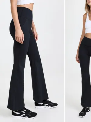 Beyond Yoga Heather Rib All Day Flare Pants Pockets Dark Gray Small thumbnail 2