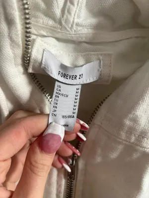 White Jean Jacket Forever 21 Cropped thumbnail 3