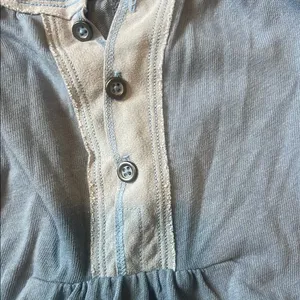 We The Free Blue Relaxed 3/4 Sleeve Blouse with Mandarin Collar thumbnail 6