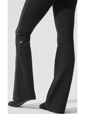 Alo Sway Bootcut Sweatpant Soft Black Distressed Booty-Lift Stretchy Flared Pant thumbnail 3