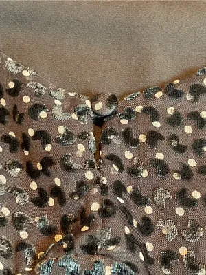 Du Paradis Black Velvet Dot Sheer Sleeve Square Neck Party Dress Size M thumbnail 7