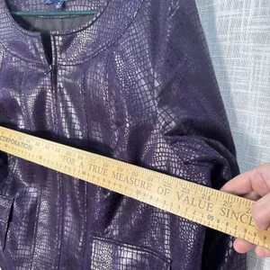 Susan Graver Style purple Croc Embossed Faux Leather Zip Front Jacket Womens 1X thumbnail 6