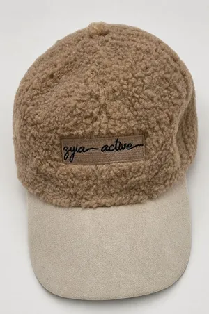 ZYIA‎ Active Tan Sherpa Hat with Cream Brim Brown thumbnail 1