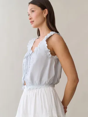 Sorella Light Blue Size XS Shelby Sleeveless Cropped Blouse Top Few Moda thumbnail 5