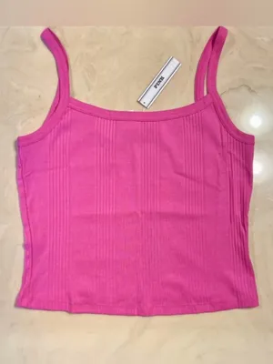 VICTORIA’S SECRET PINK Multi Rib Cami Square Neck Tank Top Pink Gossip MEDIUM thumbnail 4