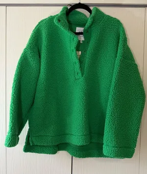 Aerie Sherpa Pullover 3/4 Button Closure Sz M NWT thumbnail 1