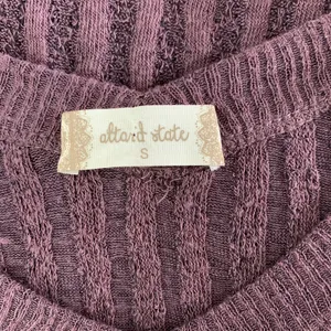 Altar'd State‎ Ribbed Knit V Neck Long Sleeve Pullover Sweater Purple Small thumbnail 4
