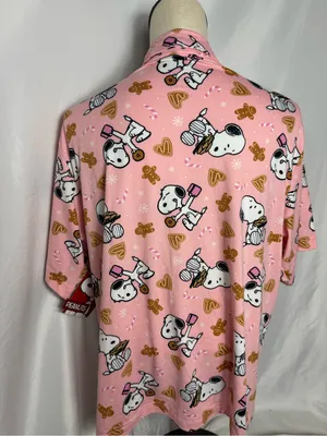 Snoopy peanuts Pajama Top - Cozy Short Sleeve Button-Up NWT XL thumbnail 4