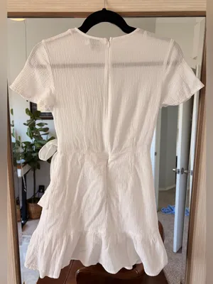 PRINCESS POLLY womens size 4 company for one white ruffled wrap tie waist dress thumbnail 5