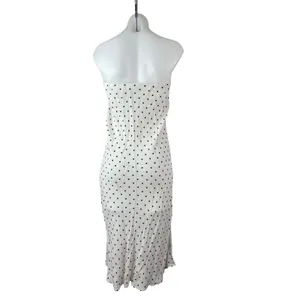 MNG Mango White Black Polka Dots Strapless Tube Bandeau Slip Midi Dress Size S thumbnail 4