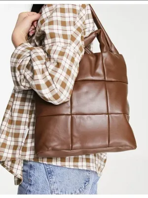 Aqua Quilted Crossbody Bag Brown thumbnail 1