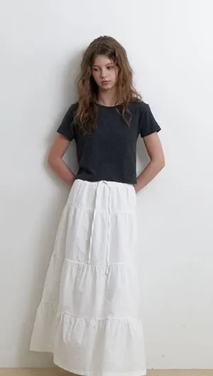 White Tiered Maxi Skirt thumbnail 1