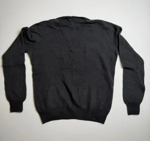 Preppy Basic Dark Grey Stretchy Crewneck Long Sleeve Knit Sweater thumbnail 1