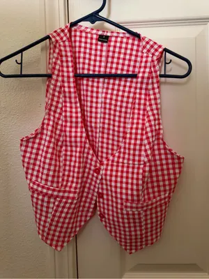 Red & White Gingham corset Vest thumbnail 1