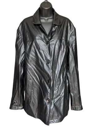 Princess Polly Faux Leather Jacket Sz‎ 8 Black Blazer Chic Office thumbnail 1