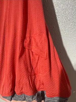 Lululemon Coral Red Gray Trim V-Neck Waistcord Racerback Athletic Tank Top 6 thumbnail 5