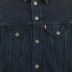 Levi’s Original Trucker Jacket Women’s Small Dark Wash Denim Button Front Stretc thumbnail 4