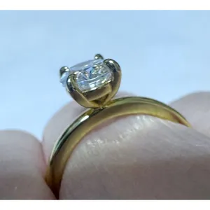 Gold Tone round Cubic Zirconia CZ Solitaire Ring Clear stone 4 prong Size 7 thumbnail 5