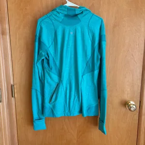 Lululemon 1/2 Zip Pullover Womens 12 Teal Heathered Thumbhole Activewear Top‎ thumbnail 7
