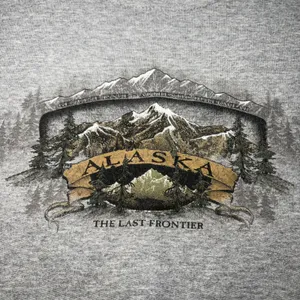 Alaska The Last Frontier Mountain Graphic Sweatshirt Gray Adult Small Gorpcore thumbnail 2