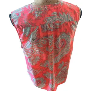 American Eagle Outfitters Coral Teal Paisley Sleeveless Blouse L thumbnail 4