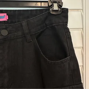 New Edikted Wide Leg Jeans Sz S Oversized Boyfriend Cargo Black Mid-rise Y2K thumbnail 11