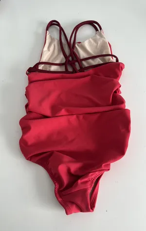 Soel Dancewear red leotard. Fully lined. Ruched sides. Size small thumbnail 2