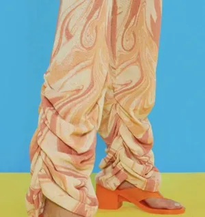 JADED LONDON Orange Swirl Ruched Hem Printed Knit Joggers Size US 2 s small thumbnail 3
