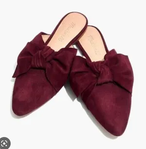 Madewell Remi Bow Mule; Suede Pinot Noir flats with bow thumbnail 1