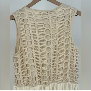 Zara cream ivory off white crochet midi dress thumbnail 7