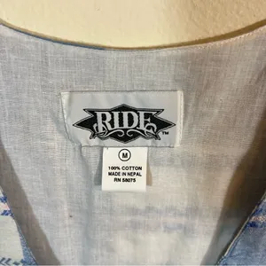 ✨ Vintage Ride Blue‎ White Plaid Western Vest Medium Nepal thumbnail 3