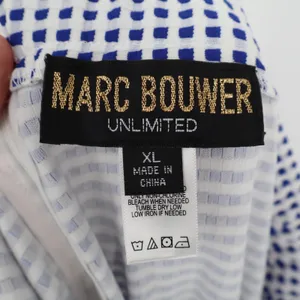 Marc Bouwer Unlimited Blue White Gingham Wide Leg Pants XL Textured Stretch SKU thumbnail 3